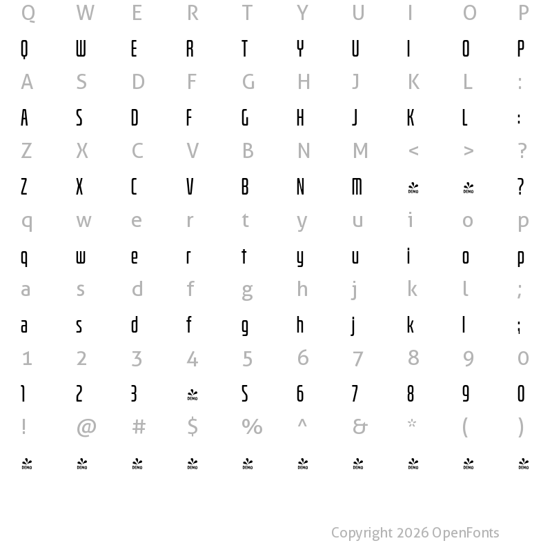 Character Map of FONTSPRING DEMO - Bitcrusher Cd Rg Regular