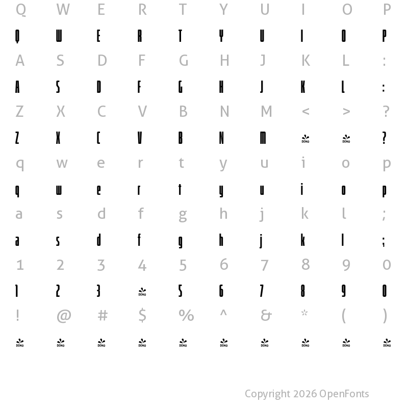 Character Map of FONTSPRING DEMO - Bitcrusher Cm Hv Regular