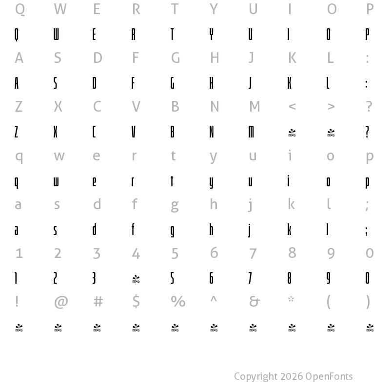 Character Map of FONTSPRING DEMO - Bitcrusher Cm Rg Bold