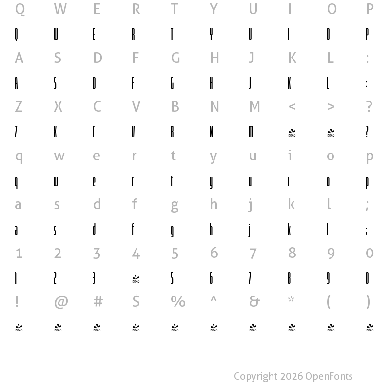 Character Map of FONTSPRING DEMO - Bitcrusher Cr Rg Bold