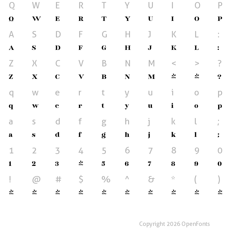 Character Map of FONTSPRING DEMO - Black Starsdust Regular