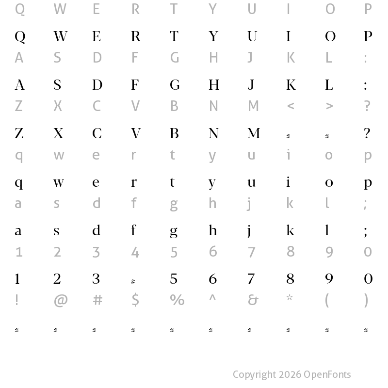 Character Map of FONTSPRING DEMO - Blacker Pro Dis Rg Regular
