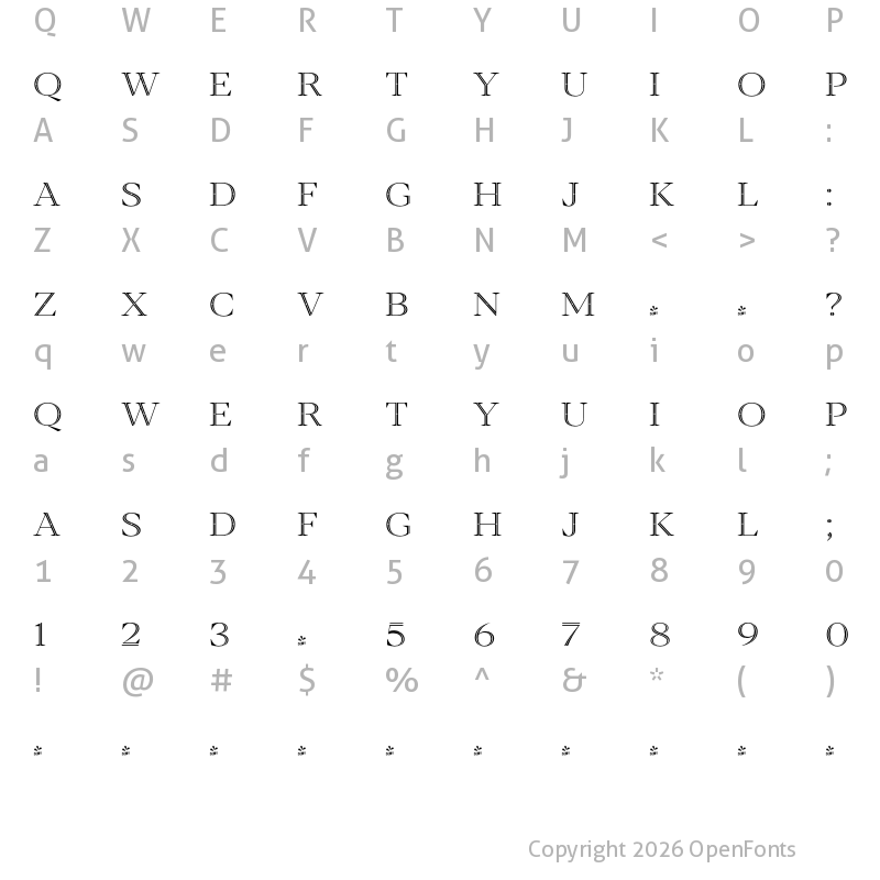 Character Map of FONTSPRING DEMO - Blacker Pro Tit Dmd Lt Regular