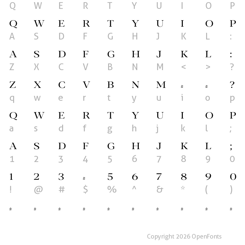 Character Map of FONTSPRING DEMO - Blacker Pro Tit Rg Regular