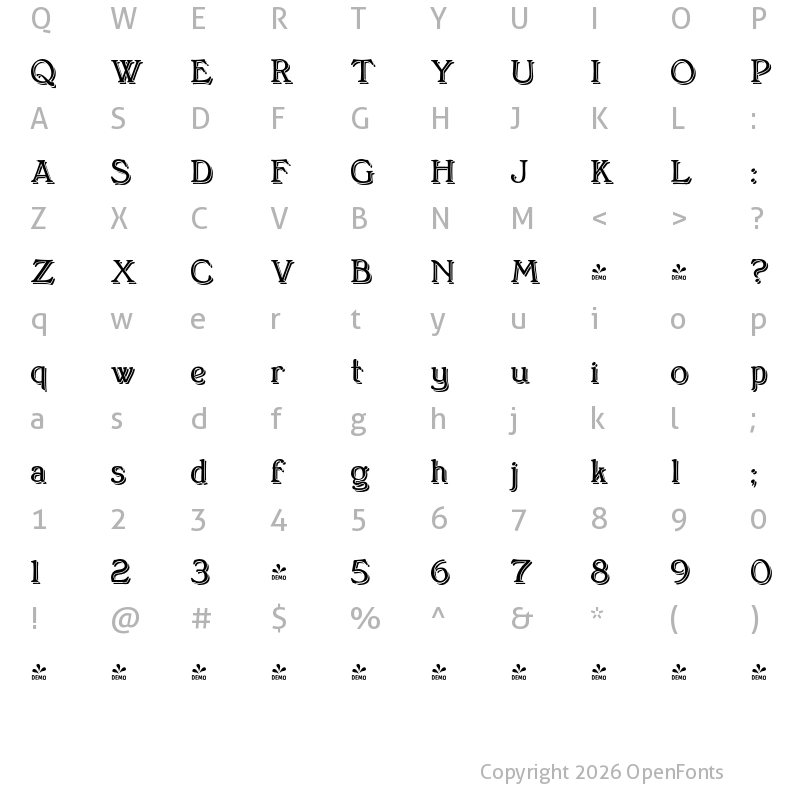 Character Map of FONTSPRING DEMO - Bonning Black