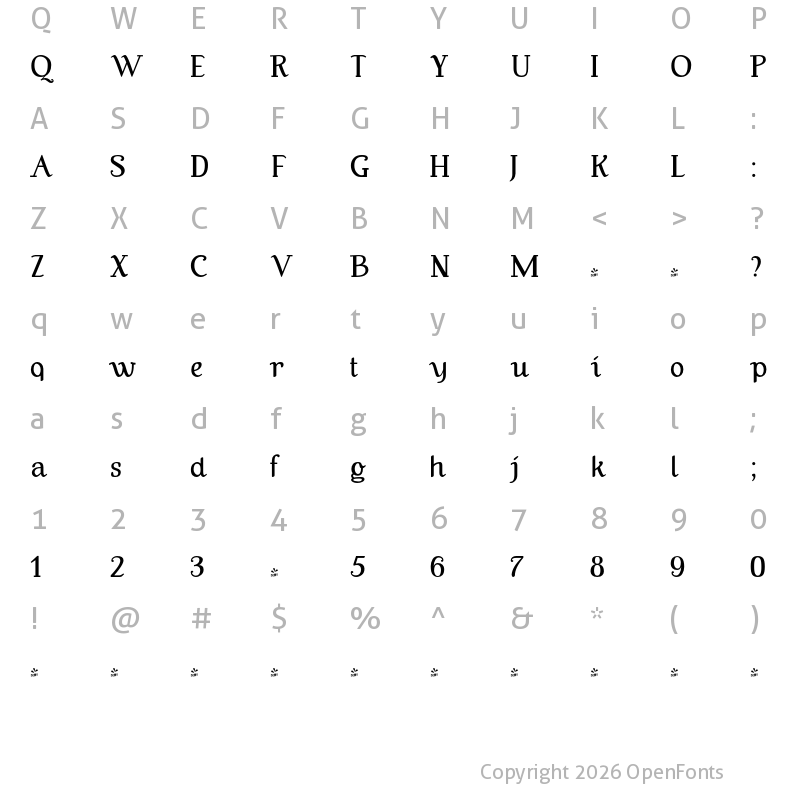 Character Map of FONTSPRING DEMO - Bors Light Regular