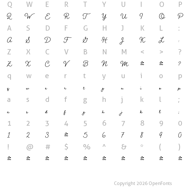 Character Map of FONTSPRING DEMO - Braisetto Black Regular