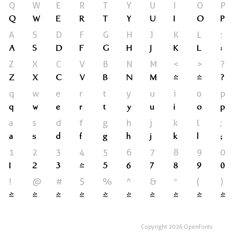 Character Map of FONTSPRING DEMO - Brinar Bold