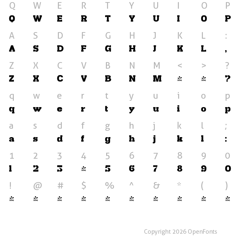 Character Map of FONTSPRING DEMO - Brisk Compact Regular