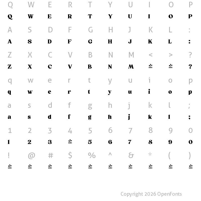 Character Map of FONTSPRING DEMO - Briston Regular