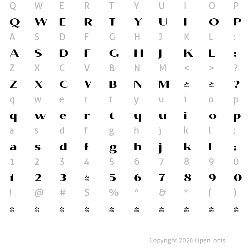 Character Map of FONTSPRING DEMO - BrixtonSansPro-Bold Regular