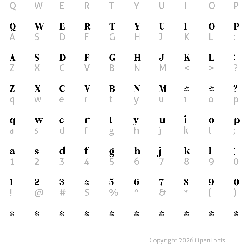 Character Map of FONTSPRING DEMO - Brohoney family UltraBold Regular