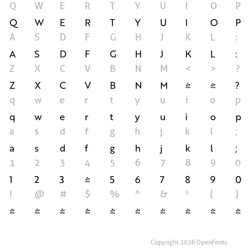 Character Map of FONTSPRING DEMO - Brother 1816 Regular