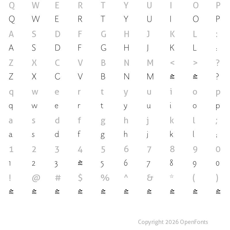 Character Map of FONTSPRING DEMO - Byronic ExtLt Regular