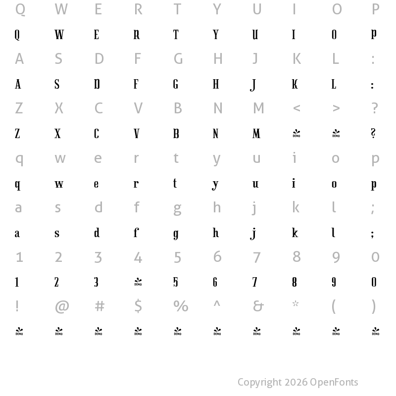 Character Map of FONTSPRING DEMO - CA Play Roman Regular