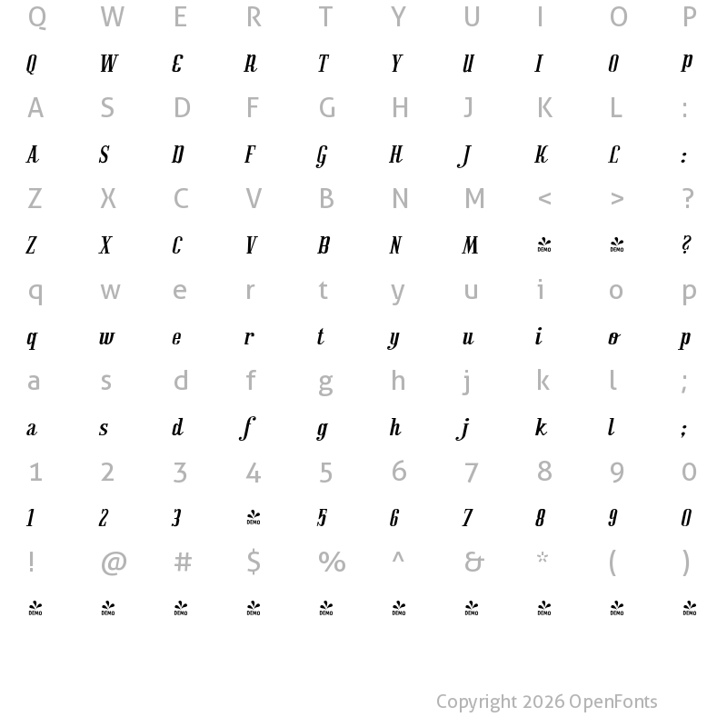 Character Map of FONTSPRING DEMO - CA Play Script Regular