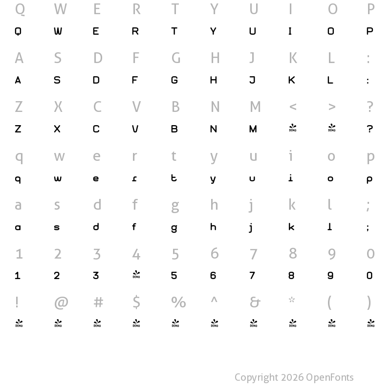 Character Map of FONTSPRING DEMO - CA Prologue Bold Regular