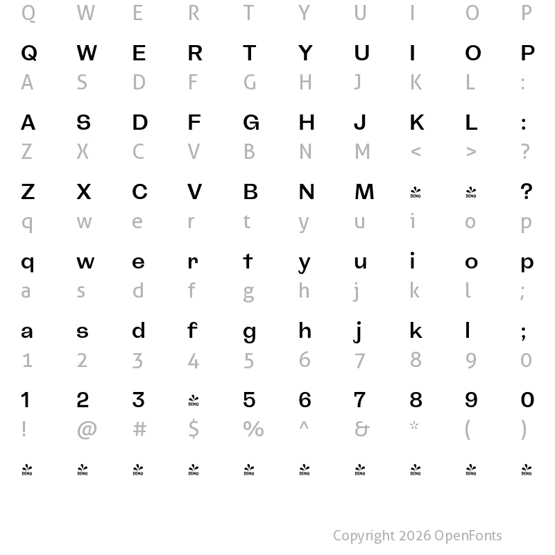 Character Map of FONTSPRING DEMO - CA Spotnik Medium Regular