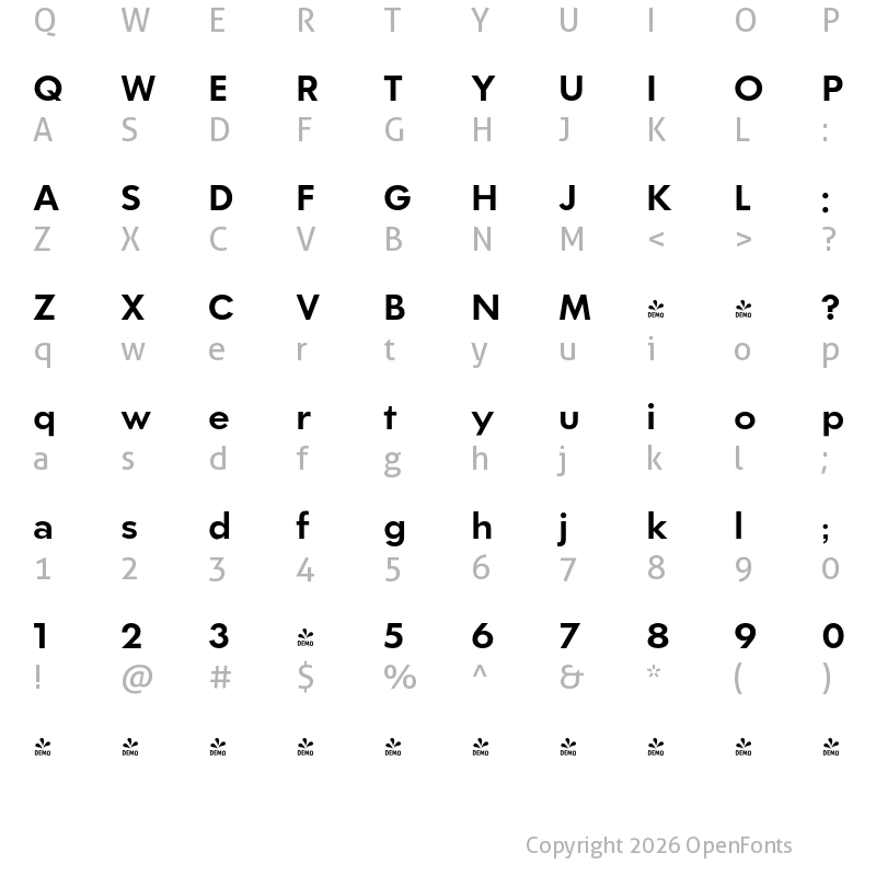 Character Map of FONTSPRING DEMO - CA Superpilot Sans Bold