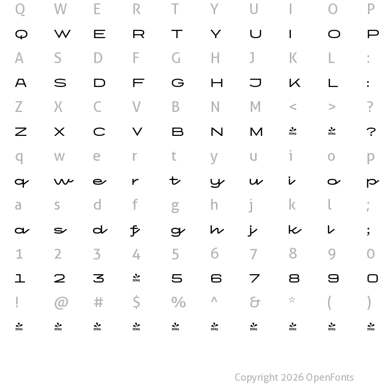 Character Map of FONTSPRING DEMO - CA Superpilot Script Regular