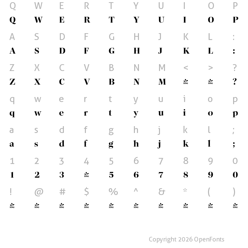 Character Map of FONTSPRING DEMO - Callas Bold