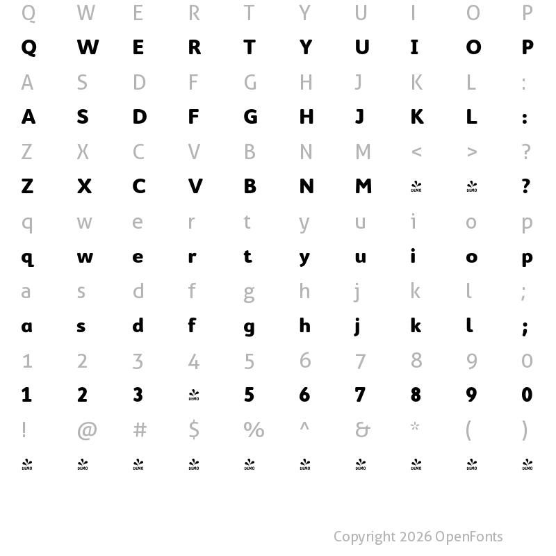 Character Map of FONTSPRING DEMO - Cambridge Round Bold