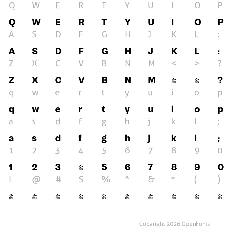 Character Map of FONTSPRING DEMO - Campeche Black Regular