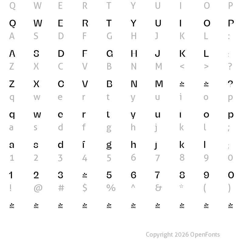 Character Map of FONTSPRING DEMO - Campeche Display Medium Regular