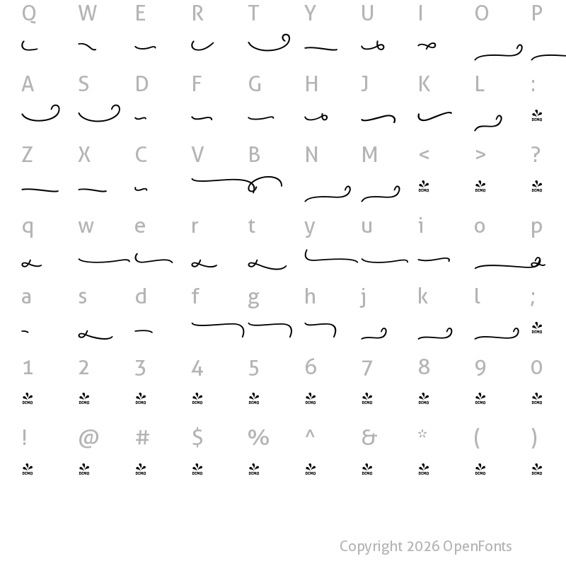 Character Map of FONTSPRING DEMO - Camper Extras 3 Regular