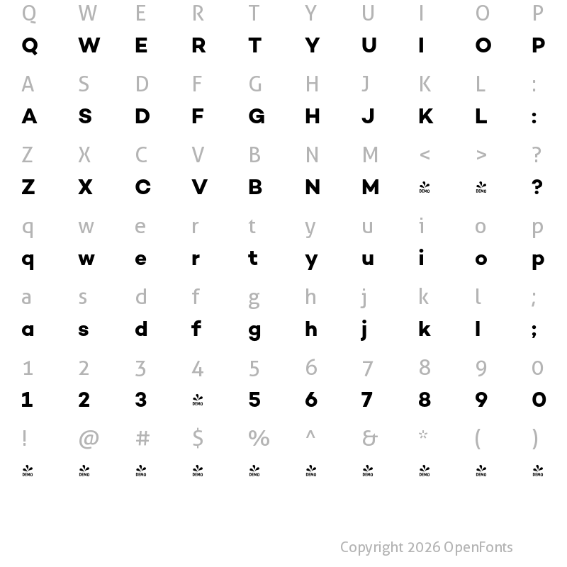 Character Map of FONTSPRING DEMO - Campton Book Bold