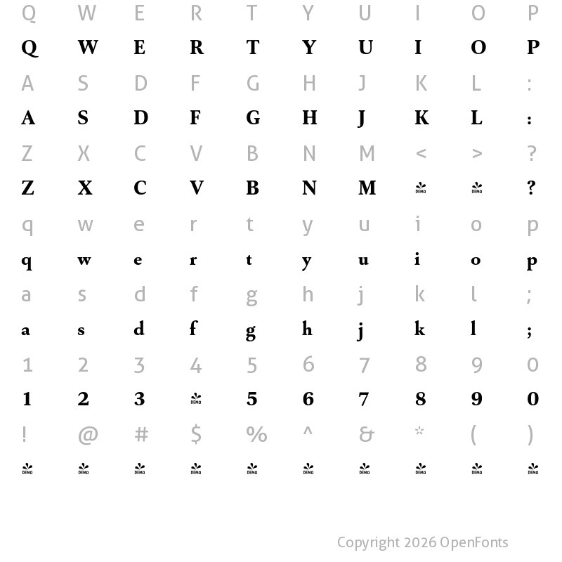 Character Map of FONTSPRING DEMO - Capricho Extrabold Regular