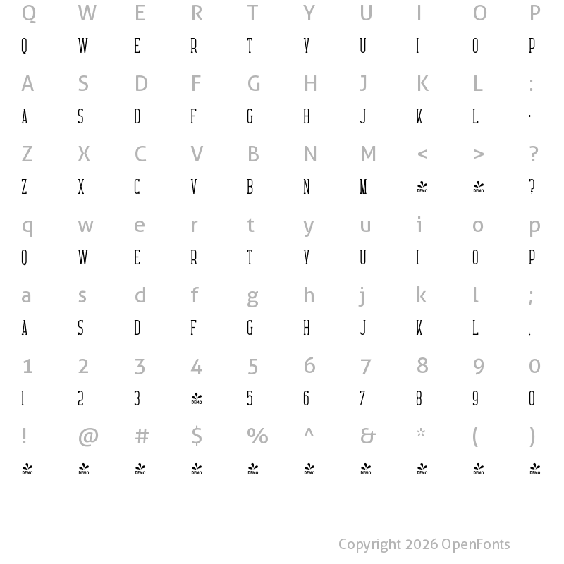 Character Map of FONTSPRING DEMO - Carnival-VP Regular