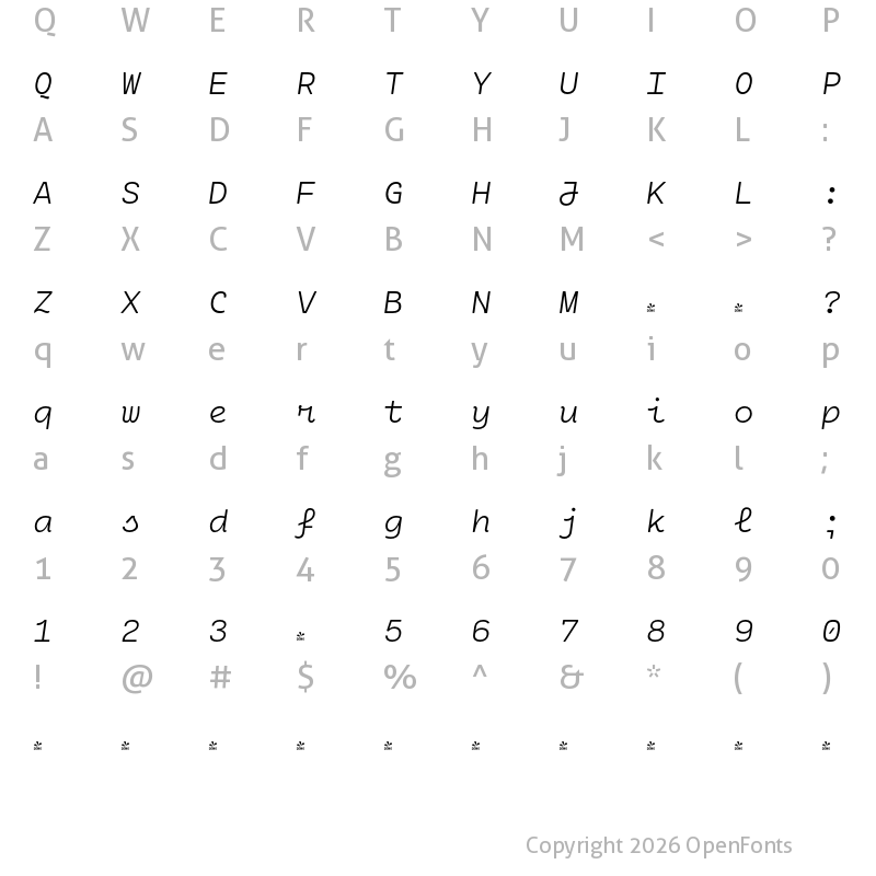 Character Map of FONTSPRING DEMO - Cartograph CF Extra Light Italic