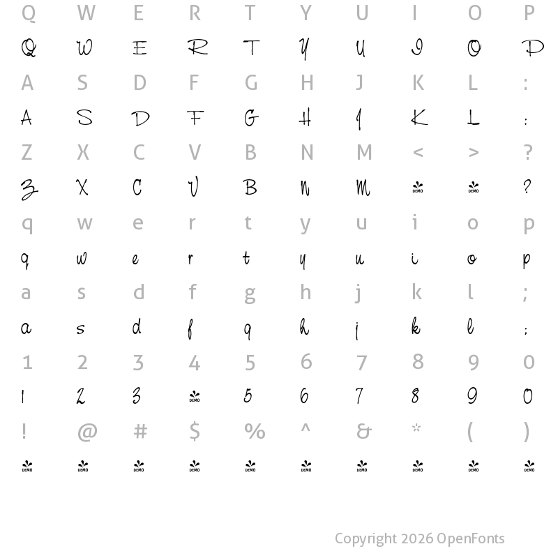Character Map of FONTSPRING DEMO - Casual Pro Regular