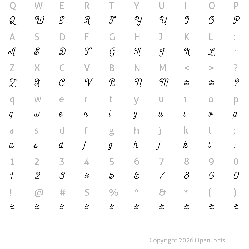 Character Map of FONTSPRING DEMO - Catfish SemiBold Regular