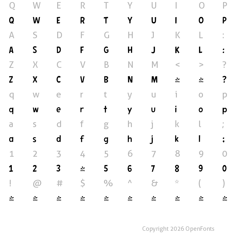 Character Map of FONTSPRING DEMO - CCHeroSandwichPro Regular