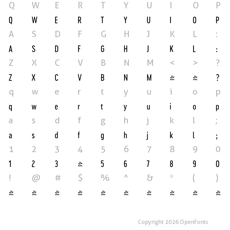 Character Map of FONTSPRING DEMO - Cervo Neue Neue Regular