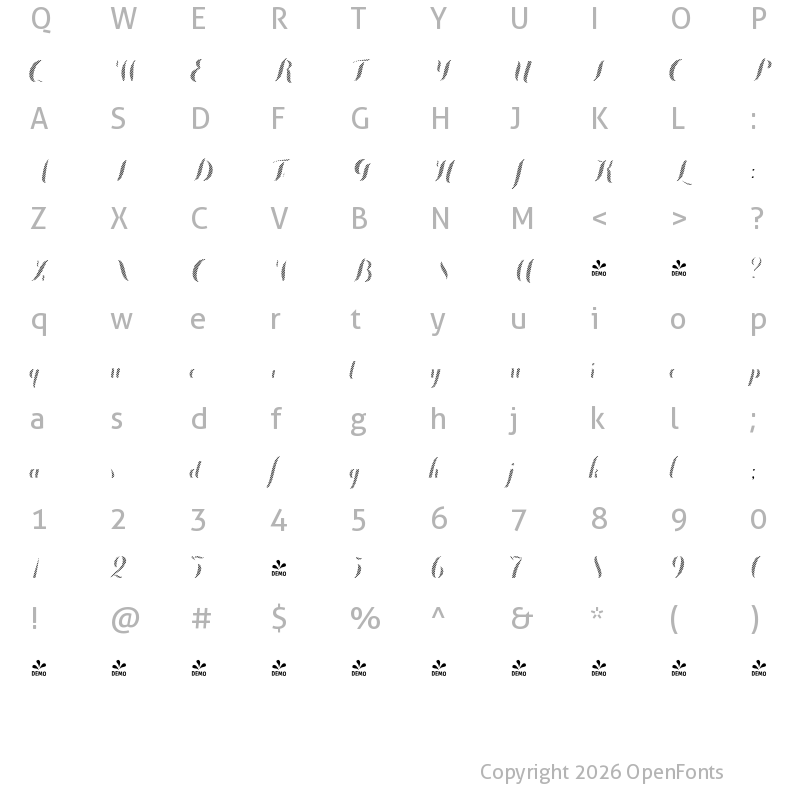 Character Map of FONTSPRING DEMO - Chameleon Fill Stripe4 Stripe4