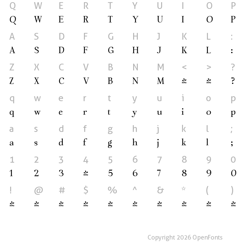 Character Map of FONTSPRING DEMO - Chaos is me Semi Bold Regular