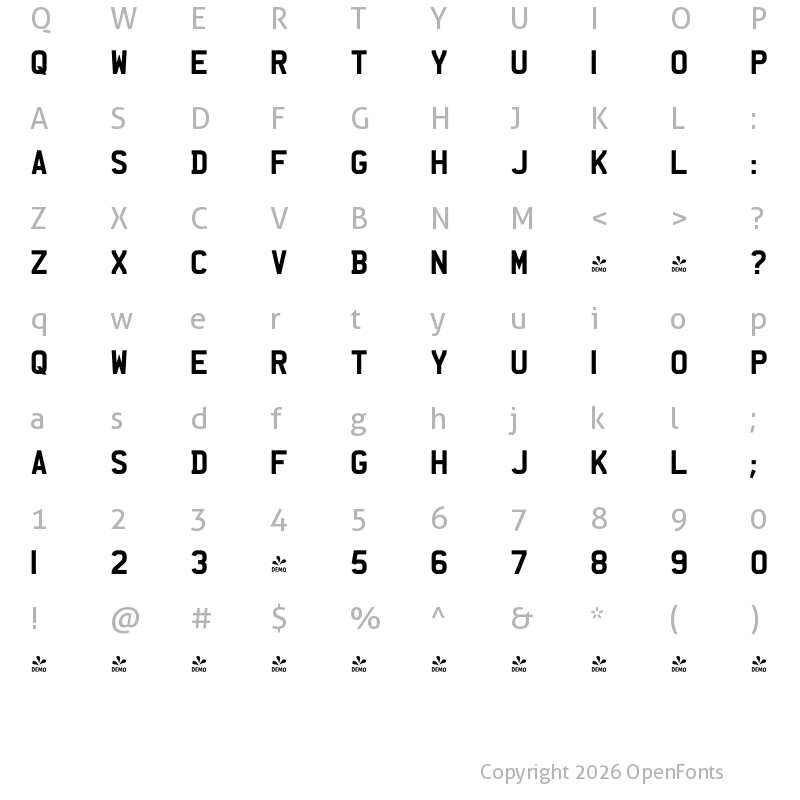 Character Map of FONTSPRING DEMO - Charles Wright Bold Caps Regular
