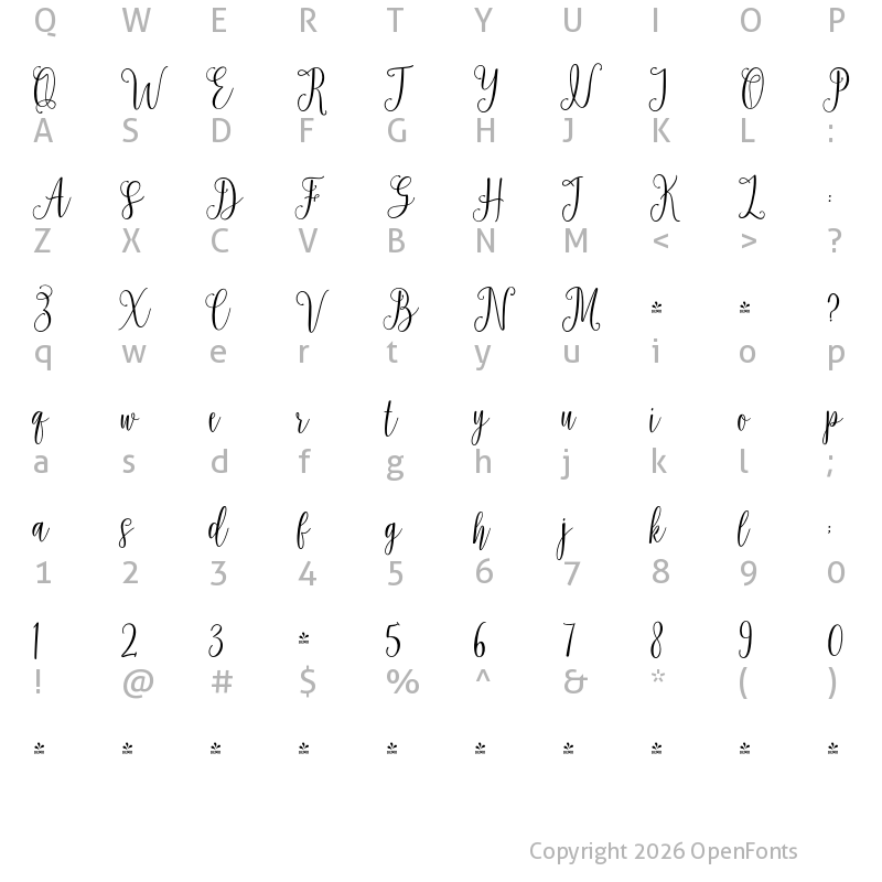 Character Map of FONTSPRING DEMO - Charlotte Regular