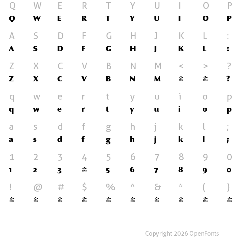Character Map of FONTSPRING DEMO - Charpentier Sans Pro 75 Gros