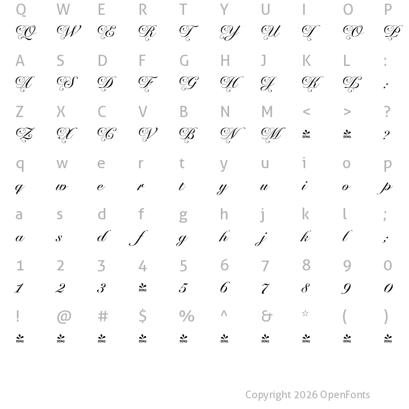 Character Map of FONTSPRING DEMO - Chateau Regular