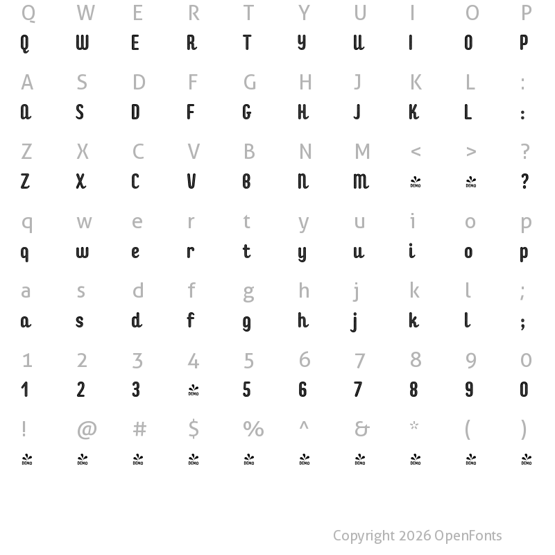Character Map of FONTSPRING DEMO - Checkin Script IntoLine Regular