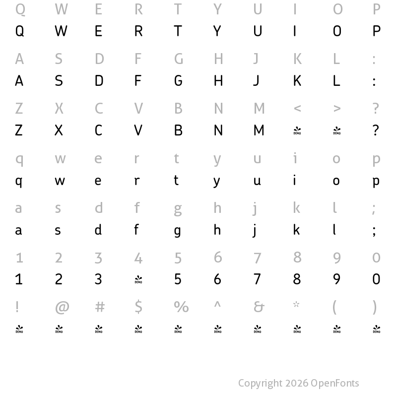 Character Map of FONTSPRING DEMO - Chevin Pro Medium Regular