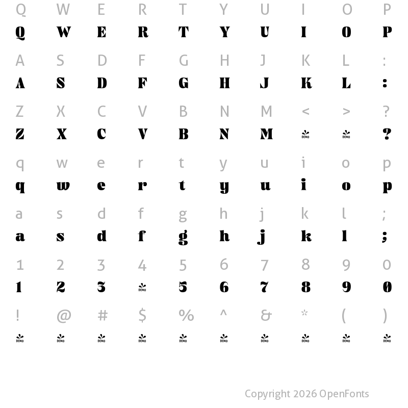 Character Map of FONTSPRING DEMO - Chiefland Heavy Regular