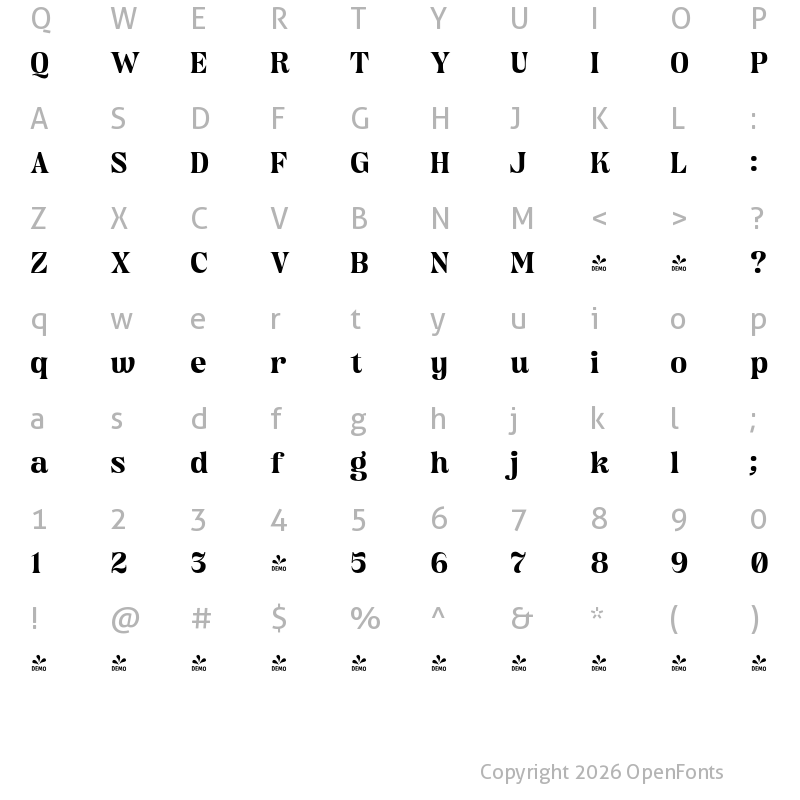 Character Map of FONTSPRING DEMO - Chiefland SemBd Regular