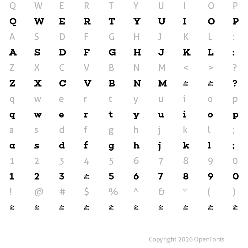 Character Map of FONTSPRING DEMO - Choplin SemiBold Regular