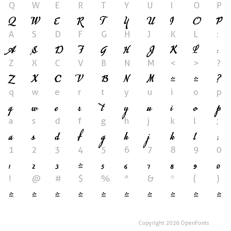 Character Map of FONTSPRING DEMO - Chupito Brownie Bold