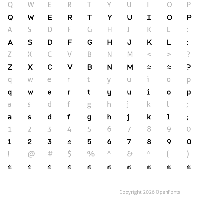 Character Map of FONTSPRING DEMO - Citrine Black Bold